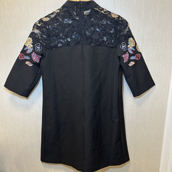 C'Fait Pour Vous , Made In France Dress 38, Embroidered Lace Detail Black Dress - Picture 13 of 13